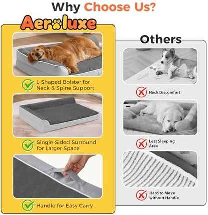 Orthopedic Dog Bed for Medium Size Dog, 36"x27", Grey Flannel