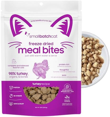 smallbatch Freeze Dried Raw Cat Food, High Protein Turkey Recipe, 10 oz
