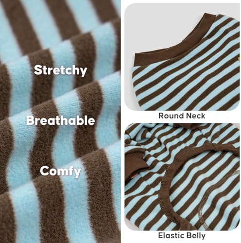 KYEESE Striped Dog Pajamas for Small Dogs Thermal Fleece Onesie Daily Wear