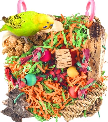 KATUMO Bird Toys, Grass Mat Shredding Hanging Toy for Budgie Parakeet