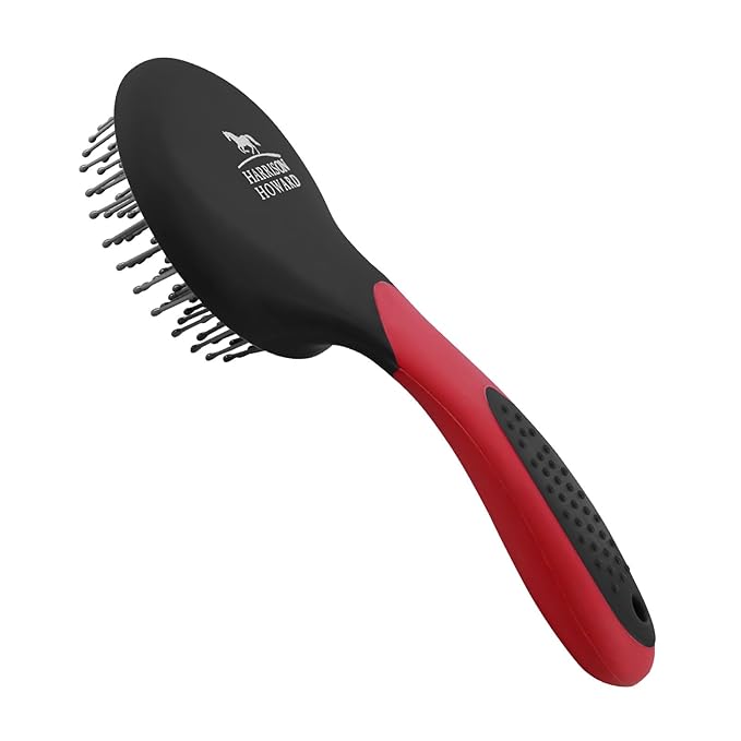 Harrison Howard Horse Mane and Tail Brush Horse Professional Grooming Brush Equestrian Detangler Non-Slip Brush Red