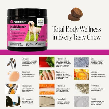 Pet Honesty Vet Recommended Max Strength Dog Multivitamin, 90 Ct, Salmon