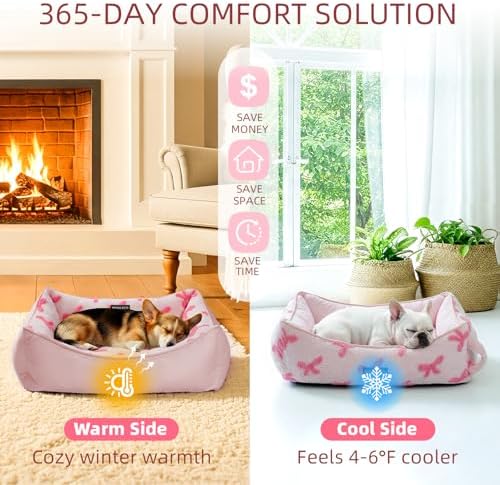 Reversible Small Dog Bed for Small Dogs Medium Cat Bed Washable 25x21x7 in