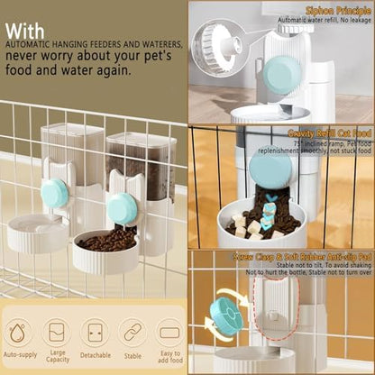 kathson Rabbit Feeder for Cage,Bunny Water Bottle,Pet Food Dispenser,Blue