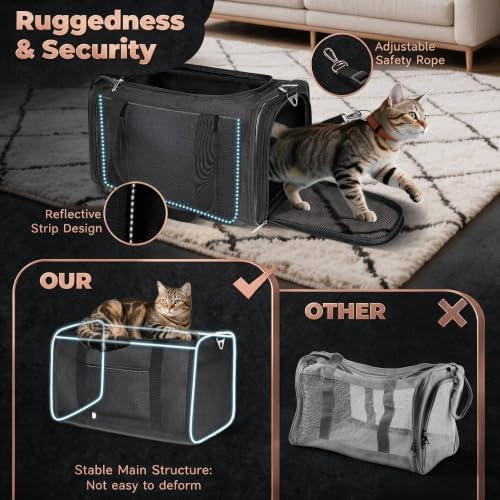 YUDODO 25lbs Cat Carrier Lightproof Soft Sided Pet Carrier for Large Cat