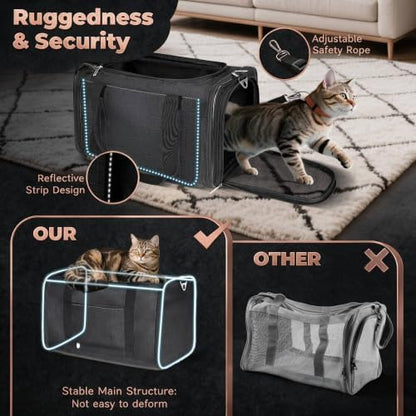 YUDODO 25lbs Cat Carrier Lightproof Soft Sided Pet Carrier for Large Cat