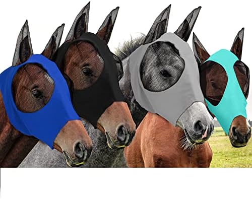 Frienda 4 Pcs Horse Fly Mask with Ear, Large, Multicolor