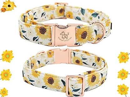Elegant little tail Sunflower Girl Dog Collar for Female Dogs, Pet Collar Adjustable Dog Collars with Flower Gift for Large Dogs