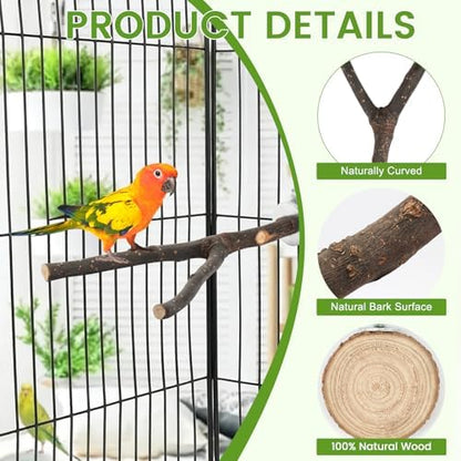 8-Piece Natural Wood Perches, Swing & Rope Set for Bird Cages