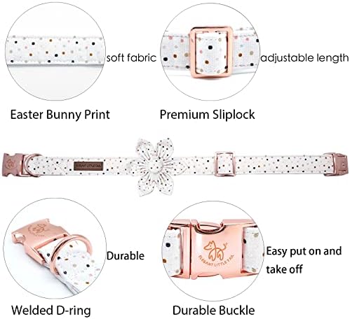 Elegant little tail Dog Collar, Dog Collar with Flower, Boy Girl Dot Cute Pet Collar Flower Dog Collars Adjustable Dog Collar for Large Dogs
