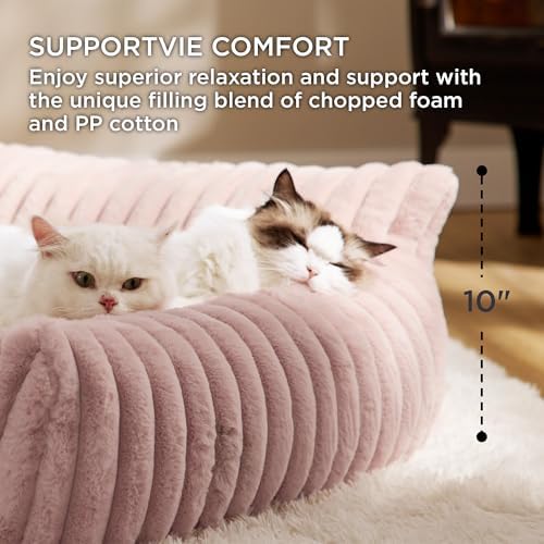 Bedsure ComfyFleece™ Shown on TV Fluffy Cat Couch for Pets,24in Blush Pink