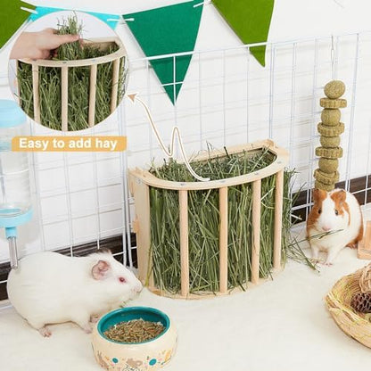 Unicorn Catcher Wooden Guinea Pig Hay Feeder, Large Hanging Rabbit Rack