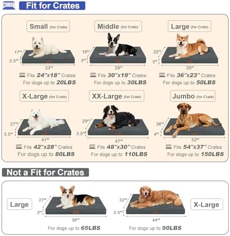 Large Waterproof Orthopedic Dog Bed with Egg Crate Foam