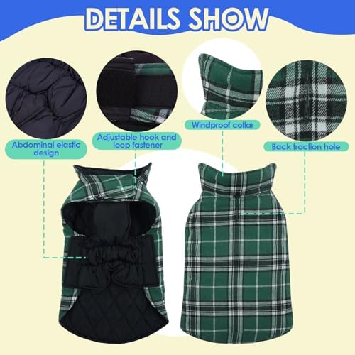MIGOHI Reversible Winter Jacket for Dogs,Green 3XL