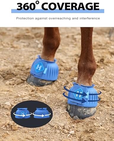 Harrison Howard Rubber Bell Boots for Horses, Hoof Overreach Protection for Horses, w/Upgraded Leather Touch Tape
