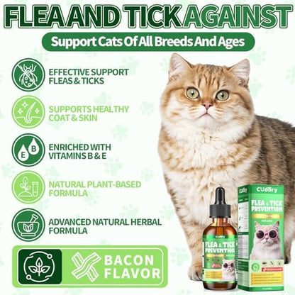 Flea and Tick Prevention for Cats –Cudory Fleas Drops with Multivitamin