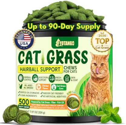 Cat Grass Treats Chews, Cat Treats for Indoor Cats 500 Ct, Hairball Control