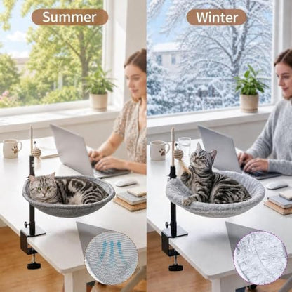Cat Bed for Desk, 360°Rotating Desk Cat Hammock Perch Supports up to 40 Lbs