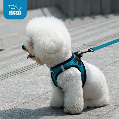 Voyager Step-in Plush Dog Harness – Soft Plush, Step in Vest Harness for Small and Medium Dogs by Best Pet Supplies - Latte Suede (Leash Bundle), M (Chest: 16-18") (Pack of 2)