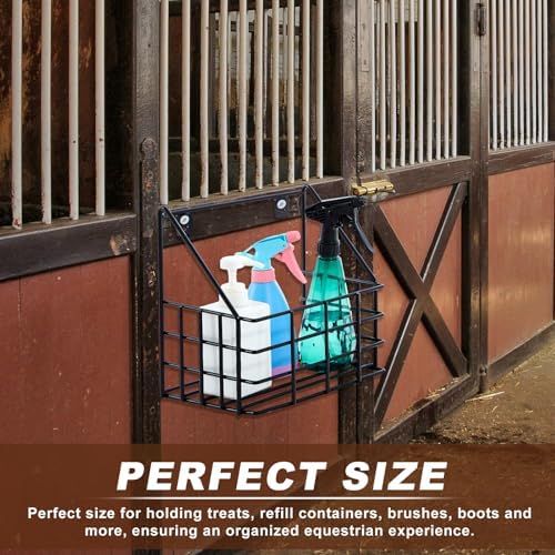 Blulu 10.04 x 9.45 x 6.89 Inches Horse Stable Organizer Large Wall Hanging Baskets Horse Trailer Organizer Wire Baskets for Wall Horse Tack Room Organization for Horse Stall Storage