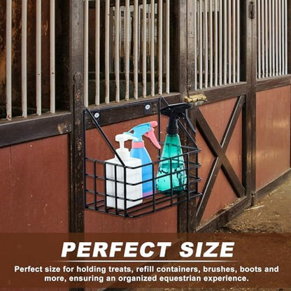Blulu 10.04 x 9.45 x 6.89 Inches Horse Stable Organizer Large Wall Hanging Baskets Horse Trailer Organizer Wire Baskets for Wall Horse Tack Room Organization for Horse Stall Storage