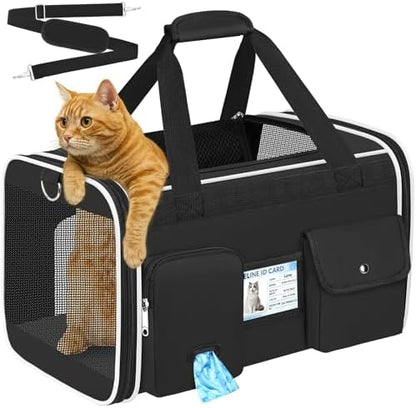 HUANLANG Large Cat Carrier Soft Sided Travel Pet Carrier Airline Approved