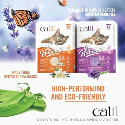 Catit Go Natural Pea Husk Clumping Cat Litter, 12.3 lb, Lavender Scented