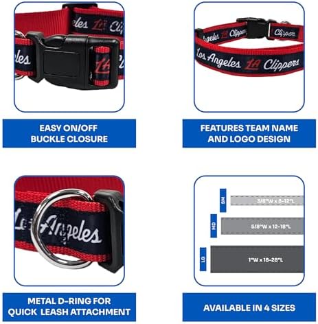 New & Improved Pets First NBA PET Collar Los Angeles Clippers Dog Collar, Size Large Basketball Team Collar for Dogs & Cats. A Shiny & Colorful Dog & Cat Collar Licensed by The NBA