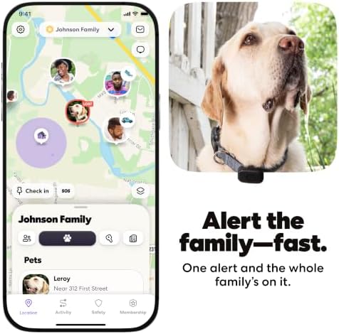 Life360 Pet GPS Tracker for Dogs | Live Tracking, Escape Alerts & Lost Pet Network | Up to 14 Days Battery | 12-Month Silver Subscription Included for New & Free Members | 1-Pack, Black