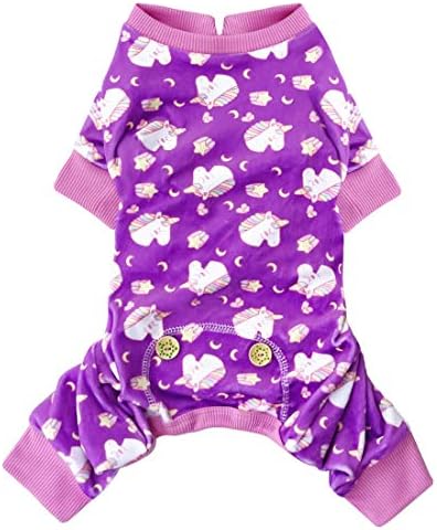 KYEESE Velvet Dog Pajamas for Small Dogs Soft Onesie Shirt, Unicorn Purple