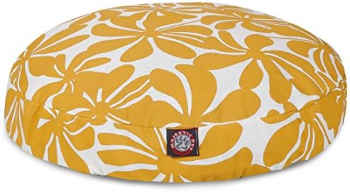 Yellow Plantation Medium Round Indoor Outdoor Pet Dog Bed With Removable Washable Cover By Majestic Pet Products