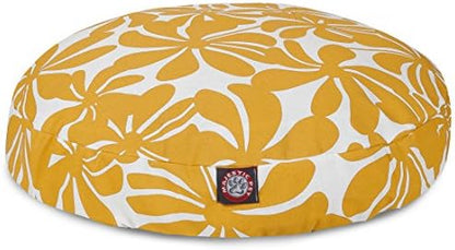 Yellow Plantation Medium Round Indoor Outdoor Pet Dog Bed With Removable Washable Cover By Majestic Pet Products