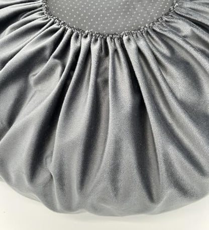 Elastic Round Dog Bed Slipcover Washable 27 Inch Grey Velvet