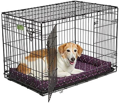 MidWest Homes for Pets 40236-PLD Quiet Time Couture Ashton Bolster Pet Bed, Large Dog/36, Plum