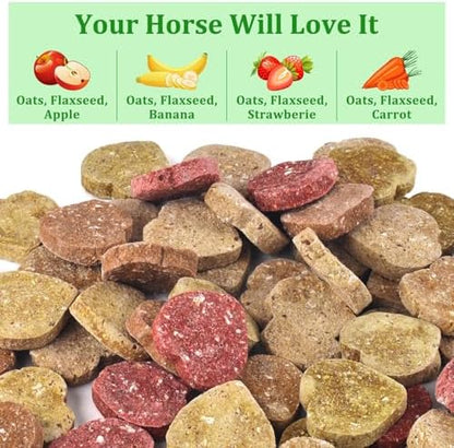 KATUMO Horse Treats, Made with Flaxseed Oats Apple Banana Strawberry and Carrot, Natural Healthy Snacks for Horse Training Rewards and Daily Feeding, 2 lbs