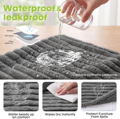 Waterproof Dog Blanket, Washable Reversible Pet Blankets, 39x57in, Grey