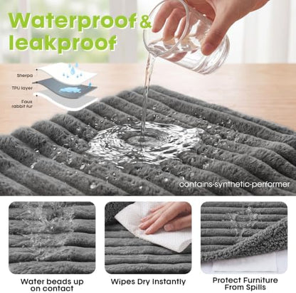 Waterproof Dog Blanket, Washable Reversible Pet Blankets, 19x27in, Grey