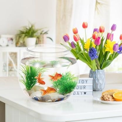 Mipcase 1.5 Gallon Clear Plastic Fish Bowl Round Desktop Fish Tank for Home Office Garden Decoration Small Ornamental Aquarium