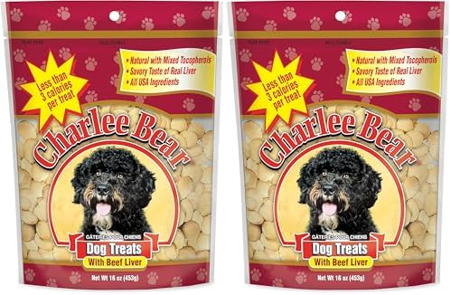 Charlee Bear Original Crunch Beef Liver Dog Treats,16 oz - Made in The USA,Natural Training Treats for Dogs,(Pack of 2)
