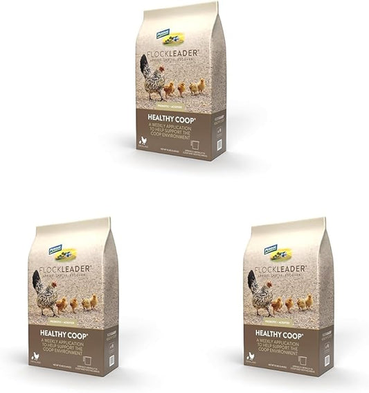 FlockLeader Healthy Coop,Litter Additive for Chicken Coop with Probiotic & Acidifier,Reduces Odor,Wetness & Bacteria,12lbs,(Pack of 3)