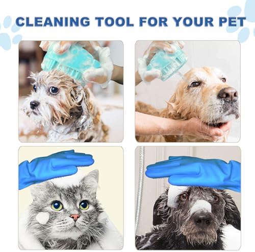 2PCS Dog Washing Gloves and Dog Shampoo Brush, Dog Bath Supplies Dog and Cat Bath Set