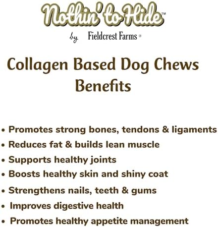 Fieldcrest Farms Nothin to Hide Flip Chips Dog Chews - Natural Rawhide Alternative Treats for Dogs, Collagen Based Snack for Moderate Chewers Up to 35lbs, Granola Flavor