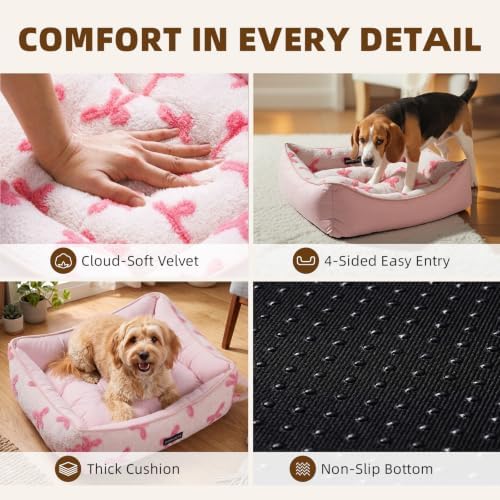 Reversible Small Dog Bed for Small Dogs Medium Cat Bed Washable 25x21x7 in