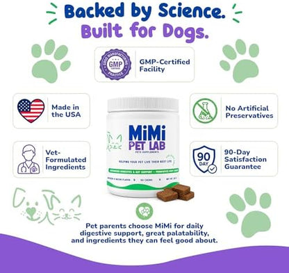 Advanced Dog Probiotics & Prebiotics - 90 Soft Chews - Vet-Formulated for Perfect Poops, Stool Consistency & Immune Support - 5 Probiotic Strains + Digestive Enzymes - Chicken & Bacon