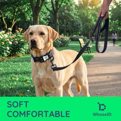 Airtag Dog Collar and Leash Set,Reflective Ultra-Durable Nylon Padded With QR Buckle & IP68 Waterproof Air Tag Holder Compatible for Apple AirTag, Comfortable for Small Medium Large Dogs (Black Set,M)