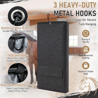 Horse Bridle Bag, 600D Oxford Waterproof Tack Organizer with 3prong Hook