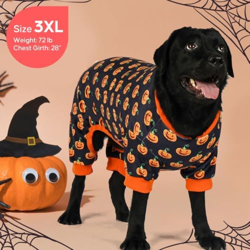 KYEESE Halloween Dog Pajamas for Medium Large Dog Onesie with Pumpkin Print