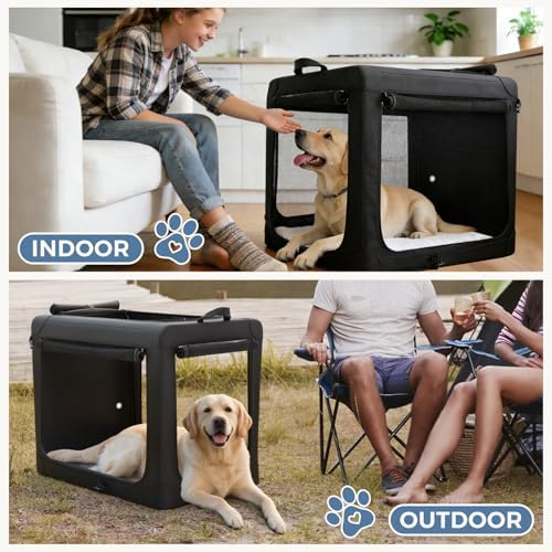 DUMOS Soft Dog Crate 30 Inch, Large Foldable Outdoor Cat Carrier