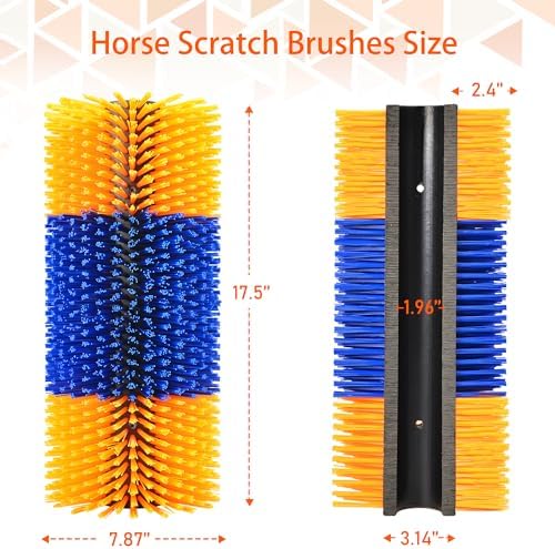 Livestock Scratch Brush Kit, Horse Massager for Relieving Itching, Suitable for Horse, Cattle, Sheep, Pig, Yellow