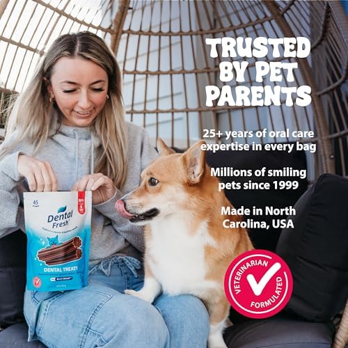 Dental Fresh Teeth Cleaning Sticks for Small Dogs 11 to 25 lb, 45 Count